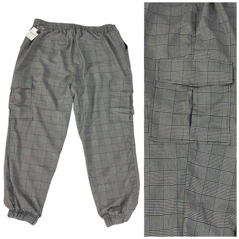 Forever 21 Jogger Pants Womens 3x Cargo Plaid Tapered Academia Preppy Officecore